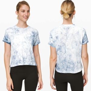 Lululemon Train to Be Short Sleeve Top White Luna Tie Dye Womens L